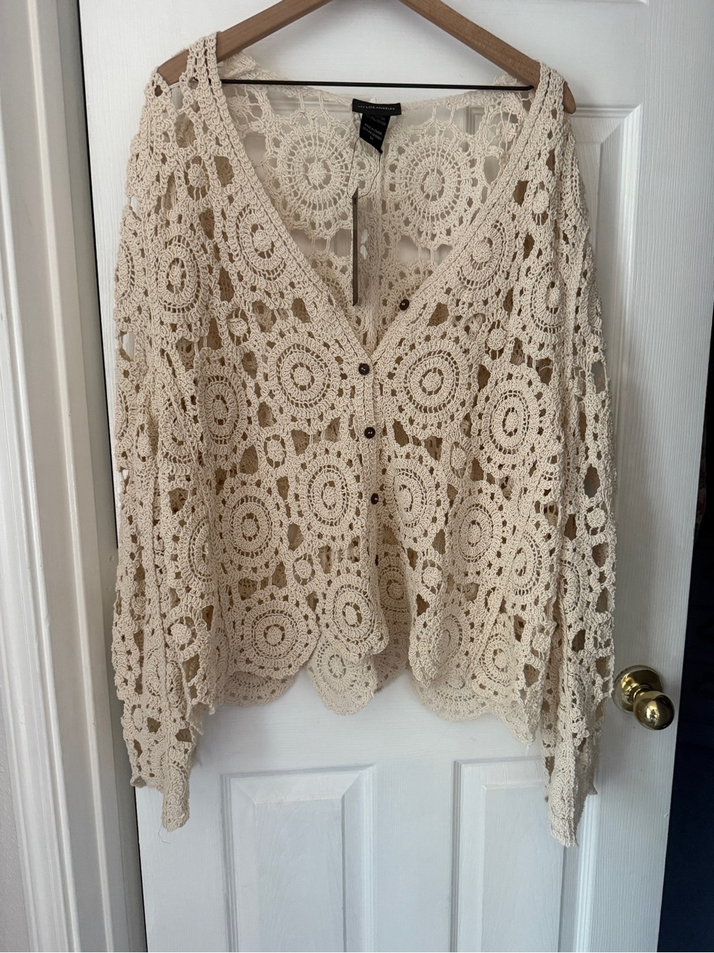Liv Los Angeles Cream Crochet Circle Cardigan NWT XXL